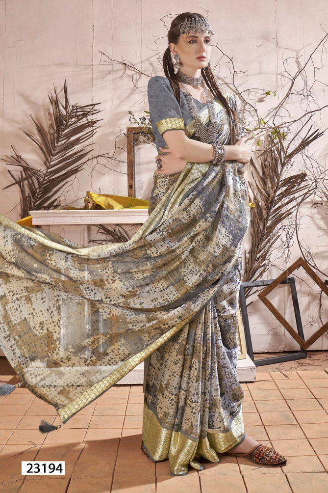 Alonica By Vallabhi Abstract Printed Chiffon Saree Suppliers In India